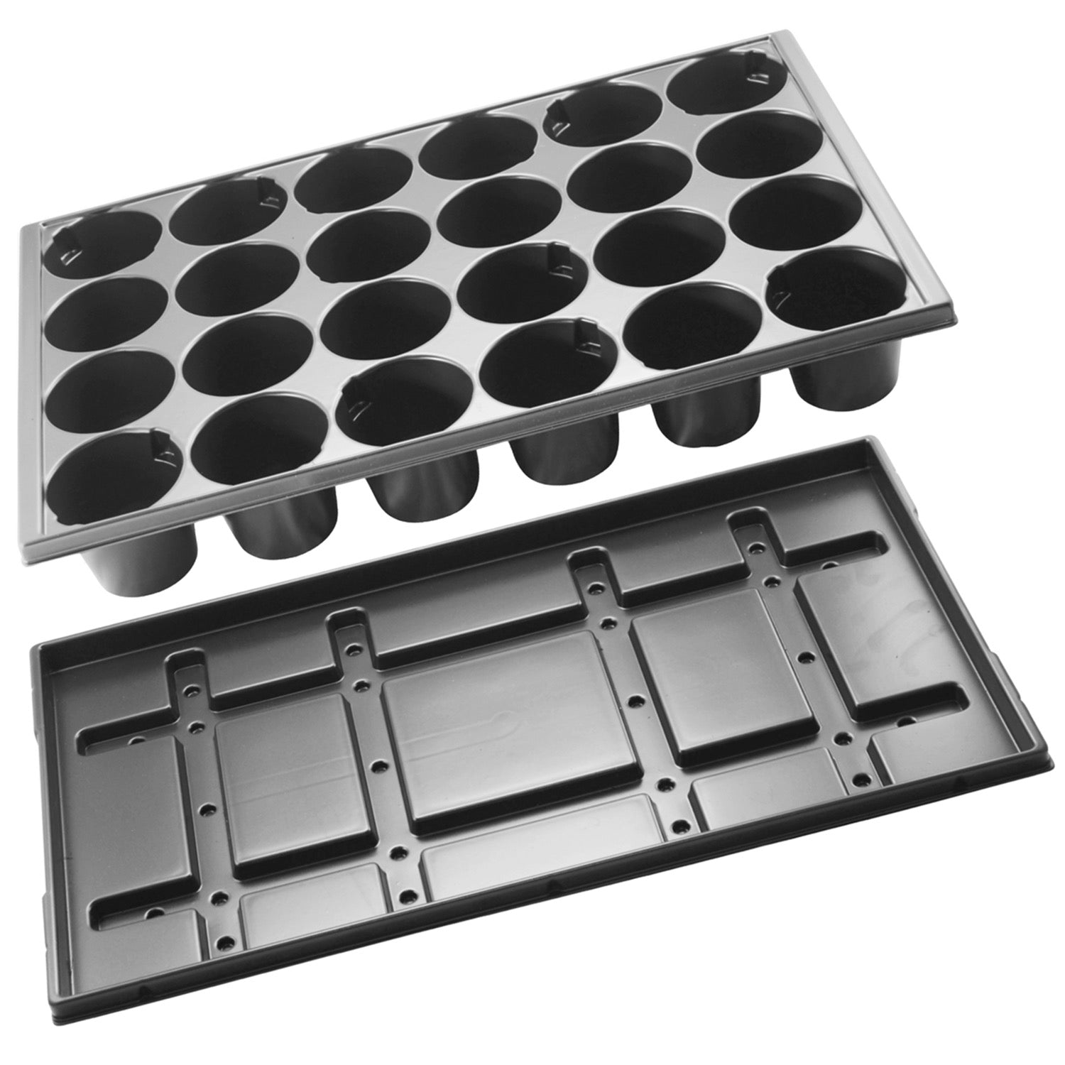 Growing trays with 24 plant holes + saucer 