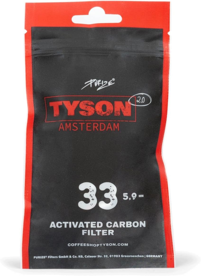 PURIZE® x TYSON 2.0 | Xtra Slim Size - activated carbon filter - Ø 6mm (33pcs.)