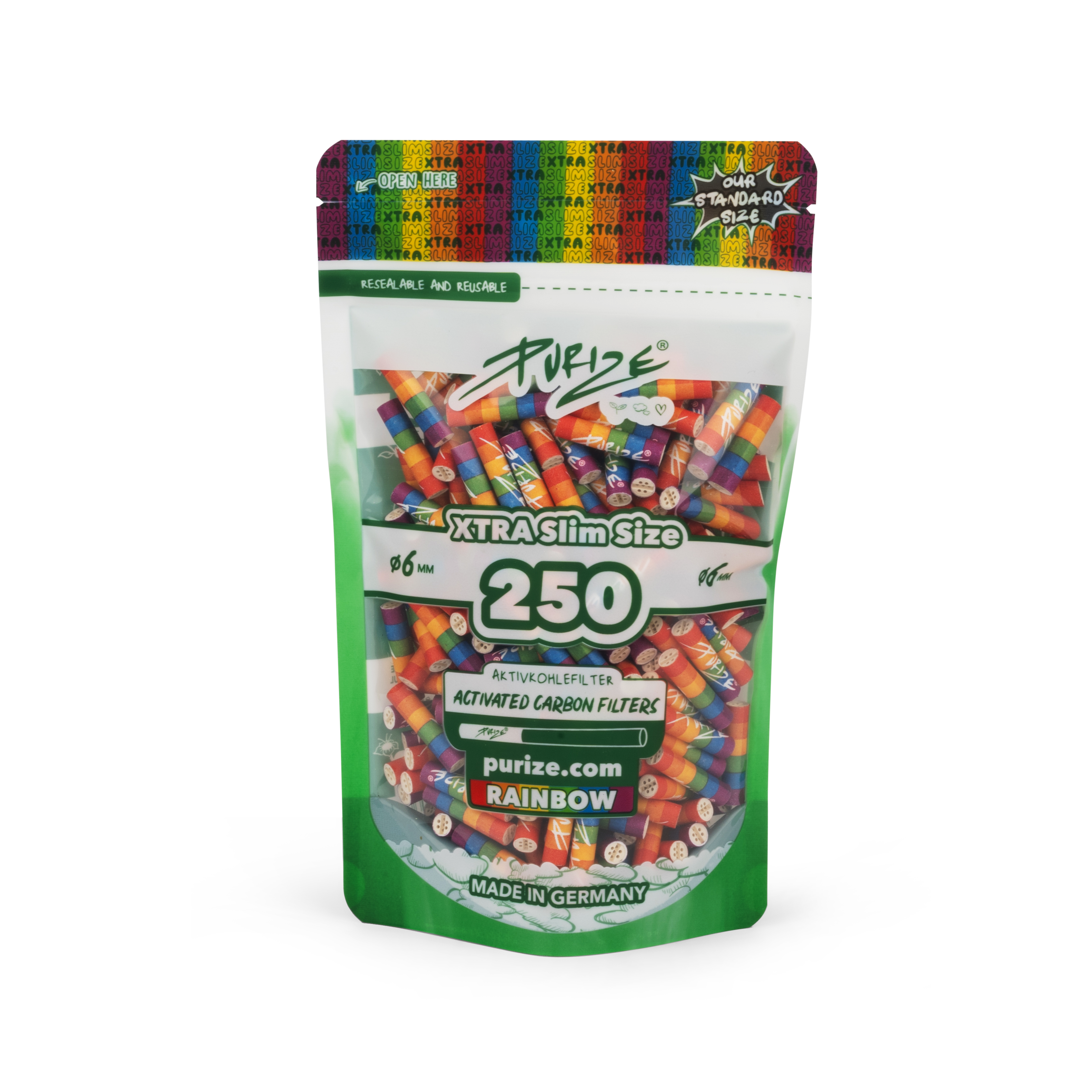 Purize Xtra Slim 250 Aktivkohlefilter in Regenbogen Rainbow