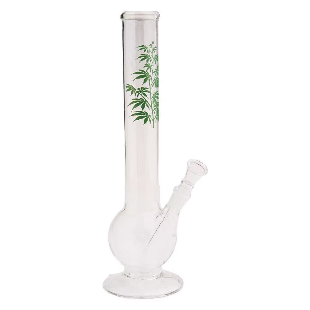 Green Leaf Straight Glasbong 30 cm mit grünem Blattdesign​