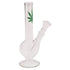 Leaf Small Glass Bong on Foot (18 cm) mit grünem Hanfblatt-Motiv und Fuß