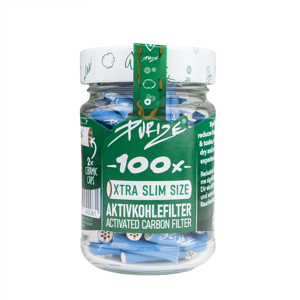 Purize Xtra Slim 100 stk. im Glas Blau