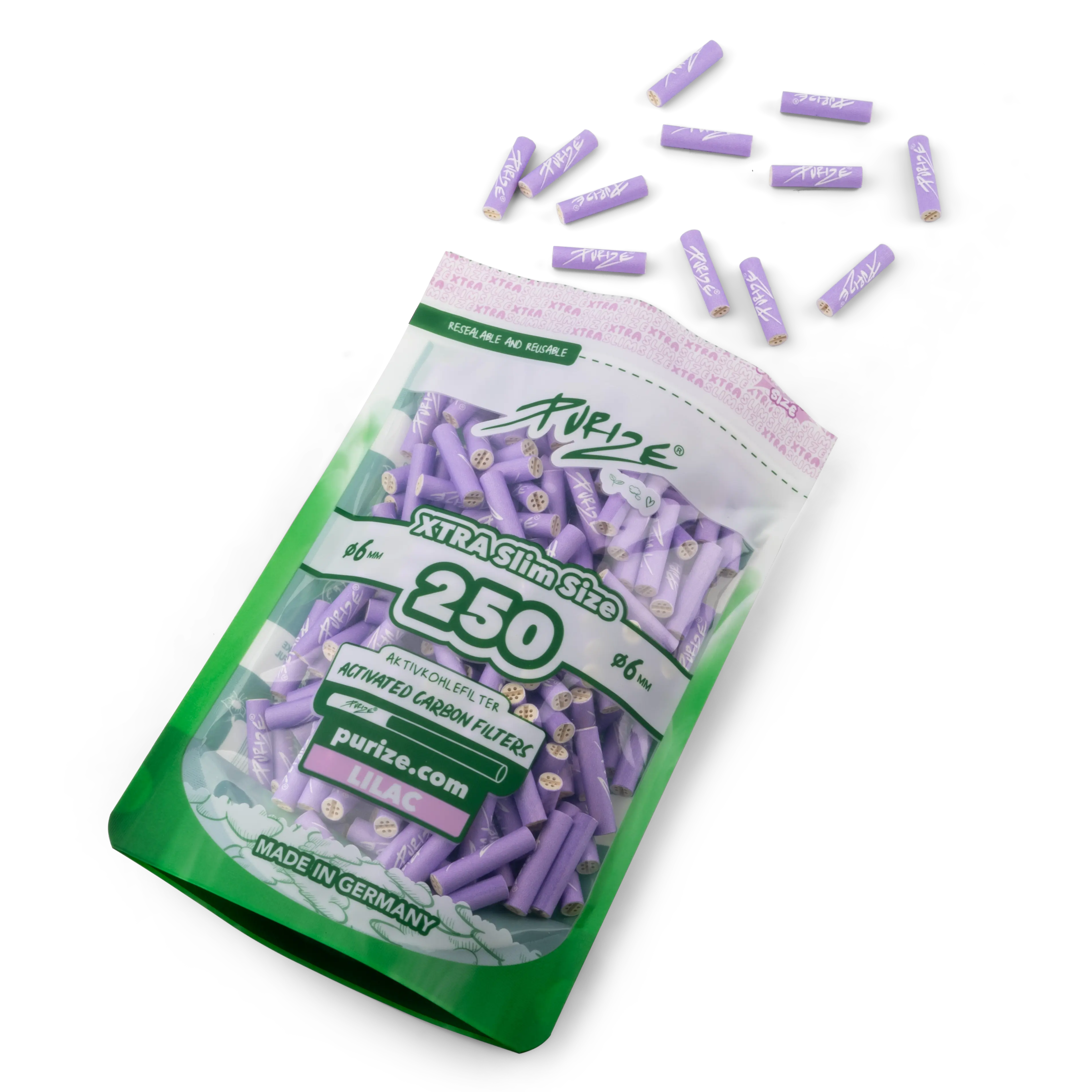 Purize Xtra Slim 250 Aktivkohlefilter in Flieder offen