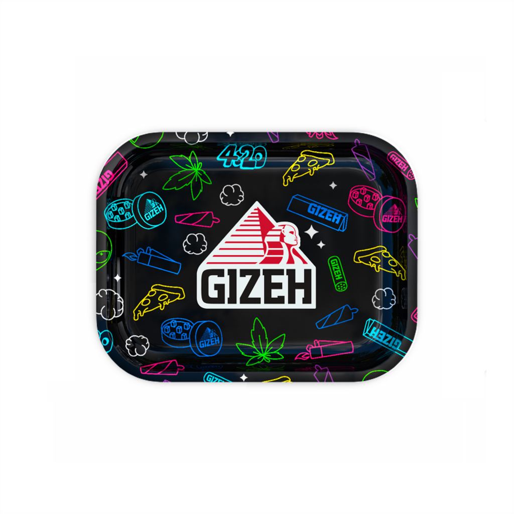 Kratzfeste Oberfläche des GIZEH® Comic Schwarz Rolling Trays mit stylischem Comic-Motiv.