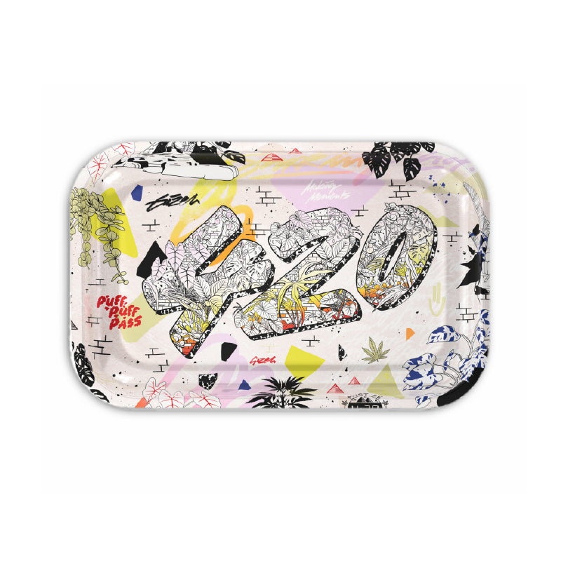 GIZEH® 420 Sneaker Rolling Tray – urbanes Metall-Tray mit exklusivem 420 Sneaker-Design.