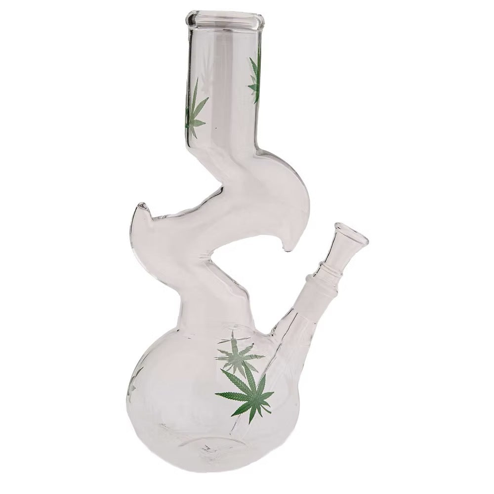 Green Leaf Ice Glasbong 30 cm mit Eiskerben und grünem Blattdesign​