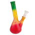 Rastafari Small Glass Bong Bent Shaft 18 cm mit grünem Hanfblatt-Motiv und gebogenem Hals​